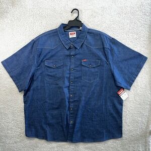 NWT 3XL Wrangler Denim Premium Button SS Shirt Cowboy Wash For Softness 5Star